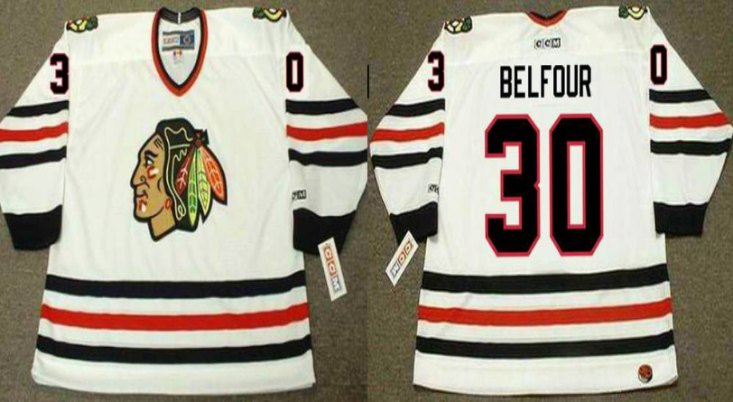 2019 Men Chicago Blackhawks #30 Belfour white CCM NHL jerseys->chicago blackhawks->NHL Jersey